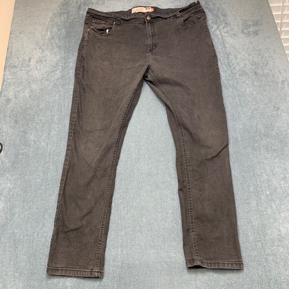 Huntington Jeans Mens 46x30 Black Denim Cotton Stretch Dark Wash Regular Fit
